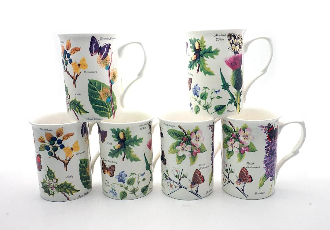 Woodland set of 6 fine bone china mugs