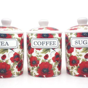 Fine China Tea, Coffee, and Sugar Jars -Poppy Chintz