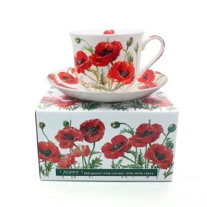Fine Bone China Breakfast Cup And Saucer POPPY