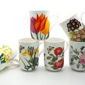Heritage assorted flowers set of 6 fine bone china mugs
