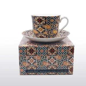Fine Bone China Breakfast Cup And Saucer BLACK AZULEJO