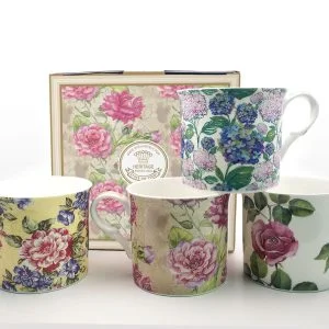 Set Of 4  Fine Bone China Mugs Lifestyle Blossom