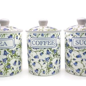 Fine China Tea, Coffee, and Sugar Jars - Bluebell