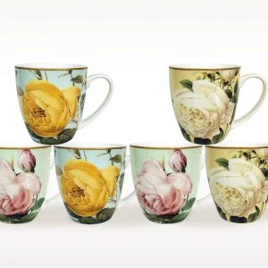 Assorted Roses DH  set of 6 fine bone china mugs