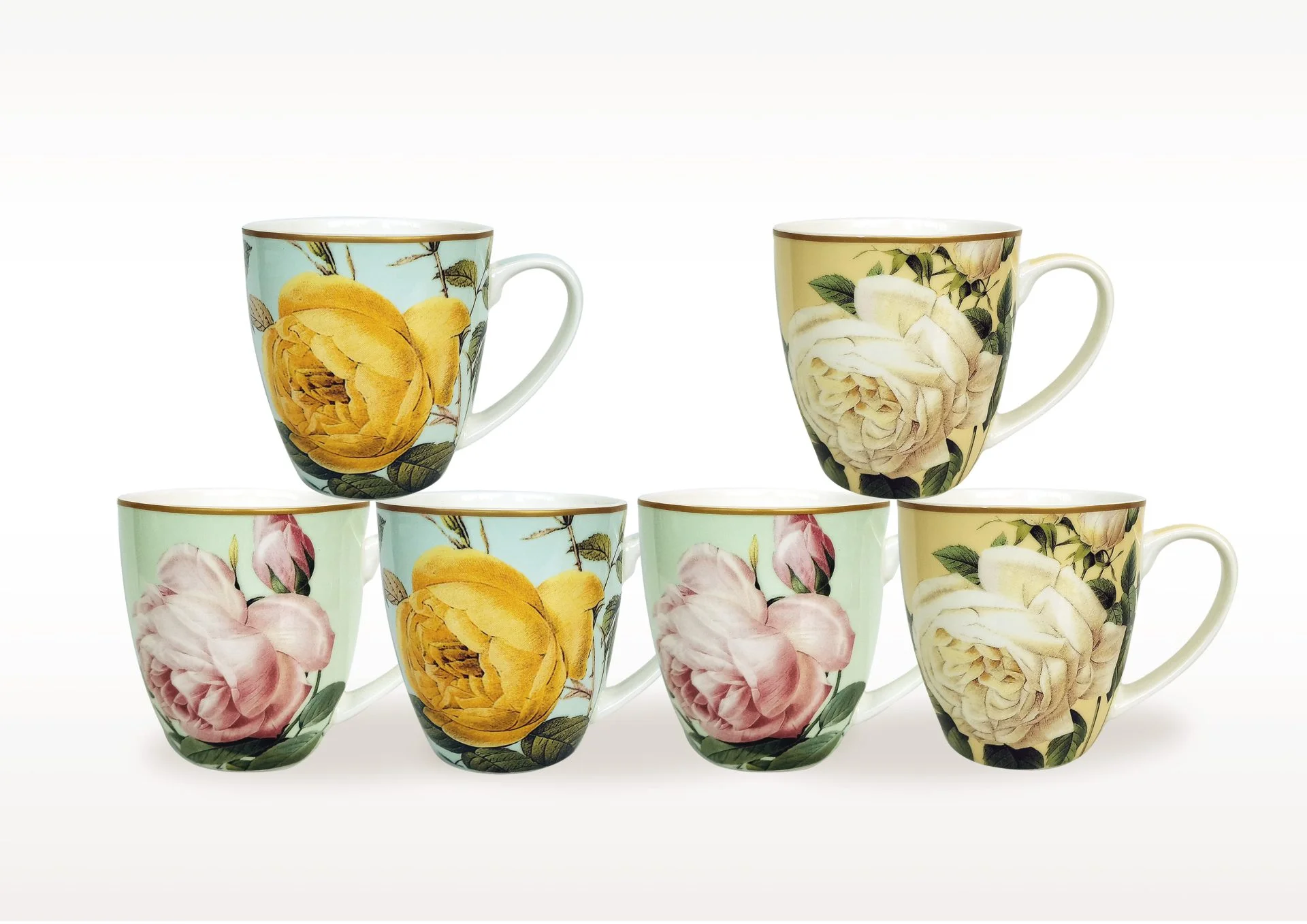 Assorted Roses DH  set of 6 fine bone china mugs