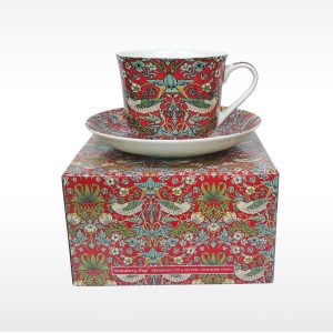 Fine Bone China Breakfast Cup And Saucer STRAWBERRY THIEF