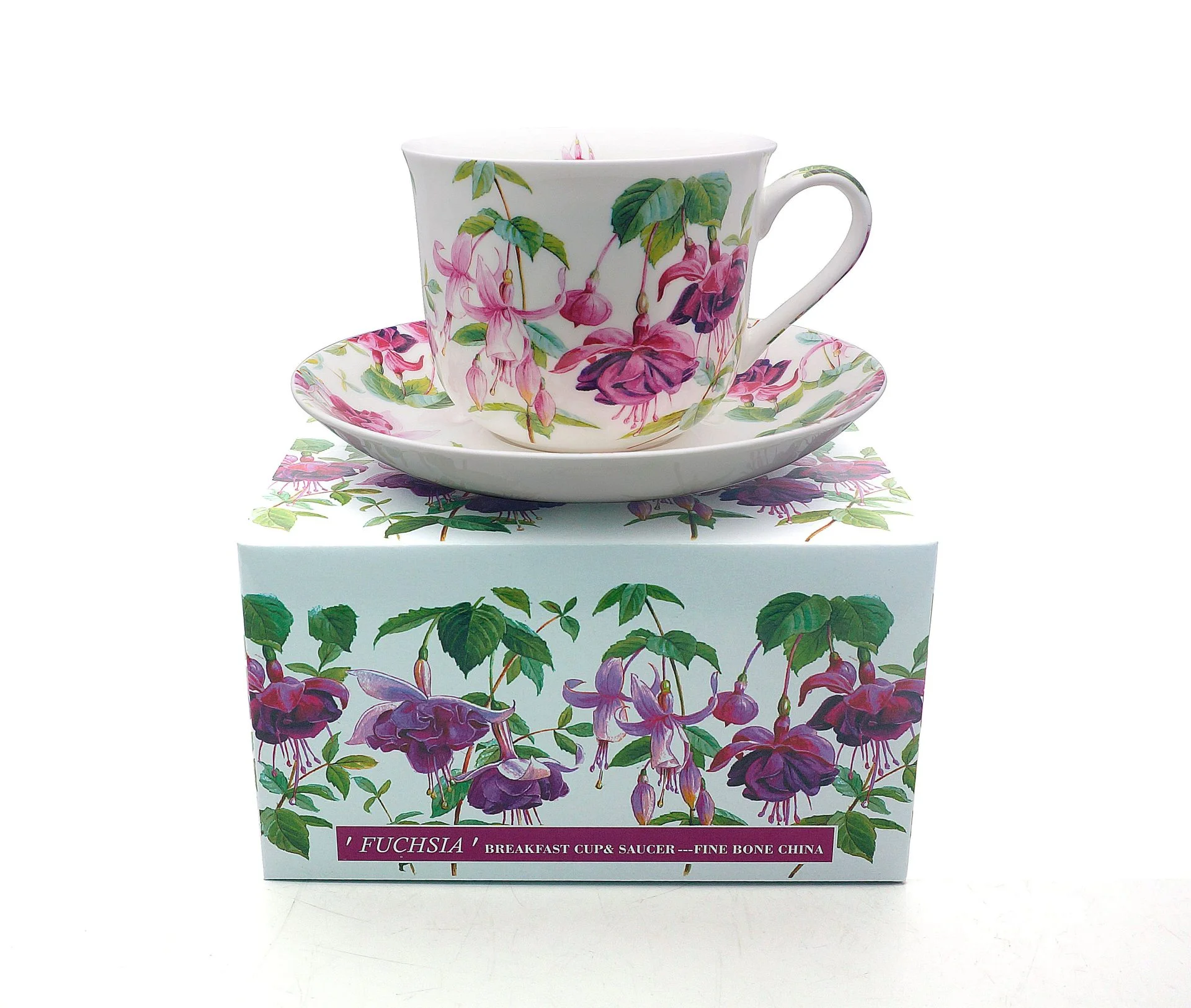 Fine Bone China Breakfast Cup And Saucer FUCHSIA