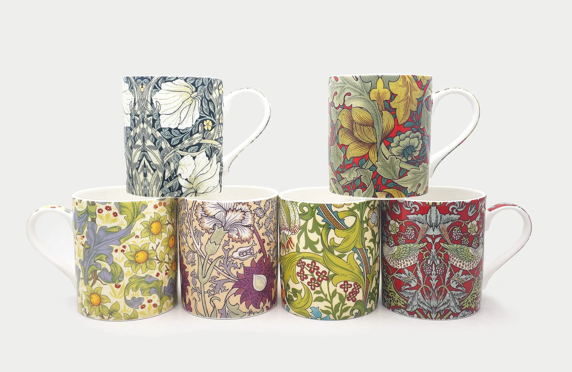 William morris Balmoral set of 6 fine bone china mugs