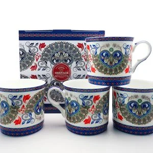 Set Of 4  Fine Bone China Mugs Imari