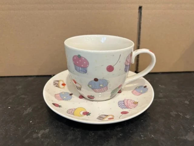 6 Fine  China Cup & Saucers cupcake design