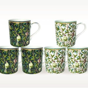 William Morris Assorted Birds set of 6 fine bone china mugs