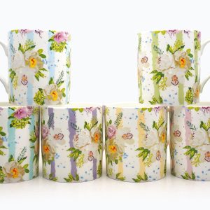 Wildflowers set of 6 fine bone china mugs