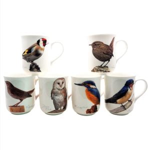 Birds B set of 6 fine bone china different bird mugs