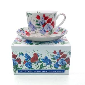 Fine Bone China Breakfast Cup And Saucer SWEET PEA