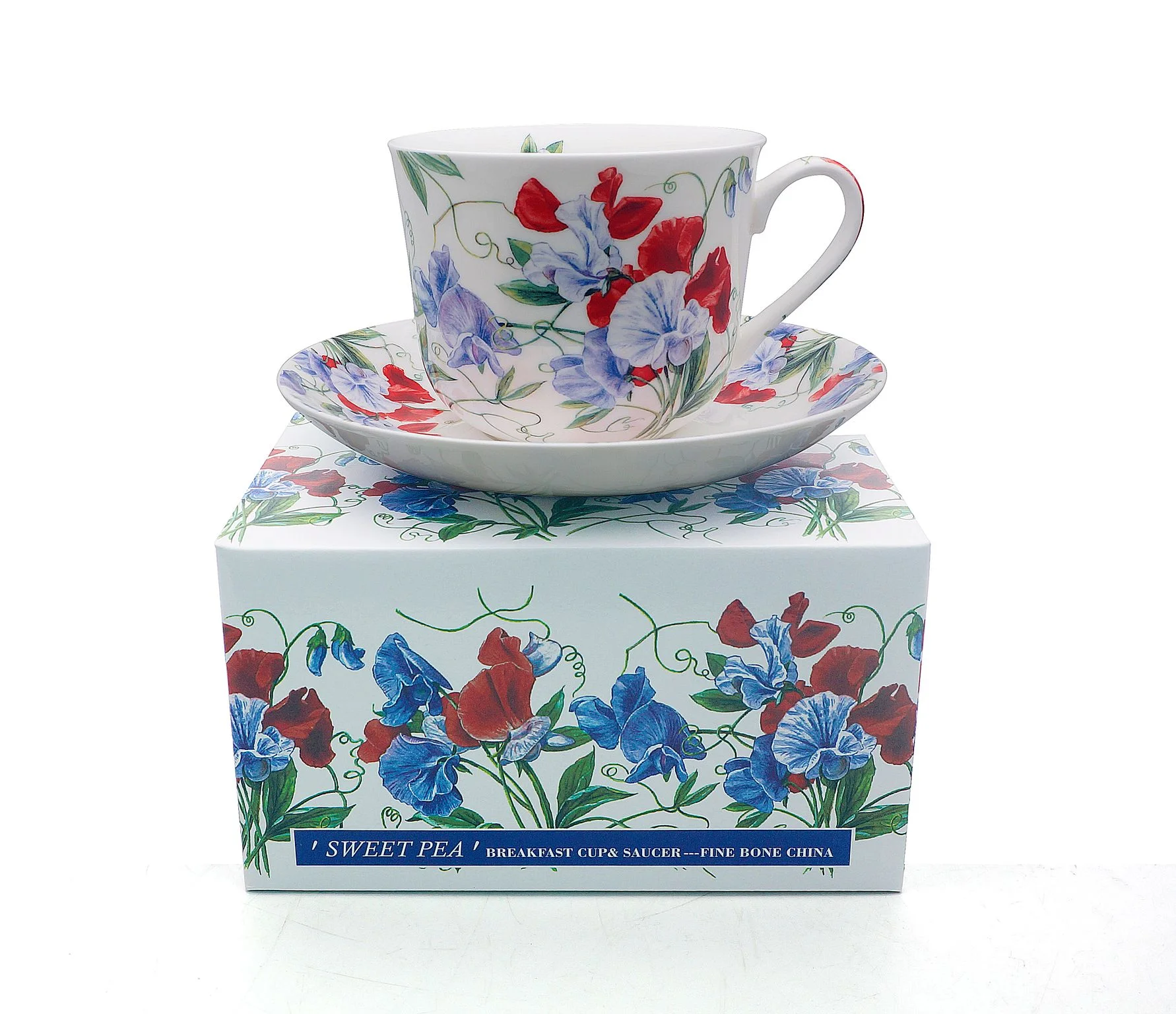 Fine Bone China Breakfast Cup And Saucer SWEET PEA