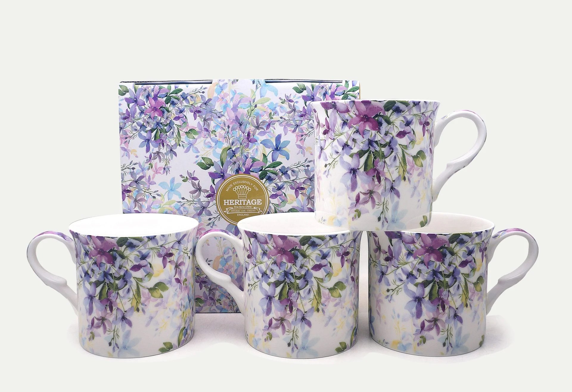 Set Of 4  Fine Bone China Mugs Malvern mugs