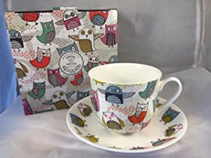 Owls Fine Bone China Breakfast Cup And Saucer