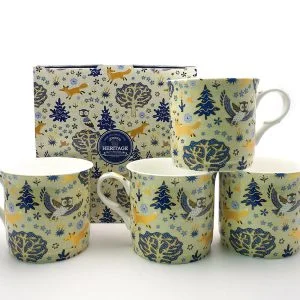 Set Of 4 Gift Enchantment Fine Bone China Mugs