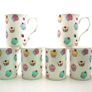 Fine Bone China Fairy Cupcakes 10fl oz Mugs X 6
