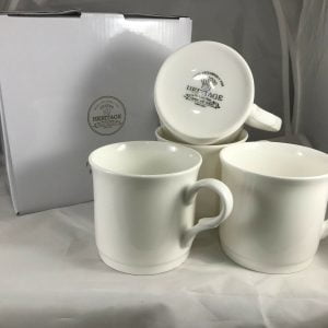 Set of 4 White Bone China Mugs