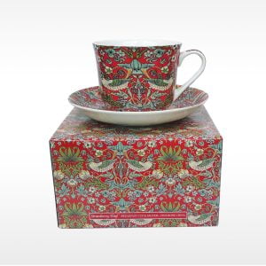 Fine Bone China William Morris Strawberry Thief Breakfast Cup And Saucer