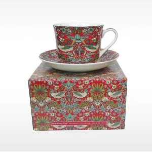 Fine Bone China William Morris Strawberry Thief Breakfast Cup And Saucer