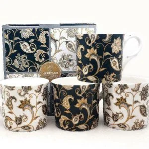Set Of 4 Gift Set Jacobean Fine Bone China Mugs