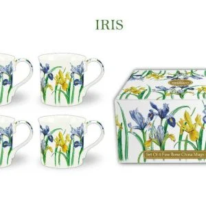 Set Of 4 Gift Iris  Fine Bone China Mugs
